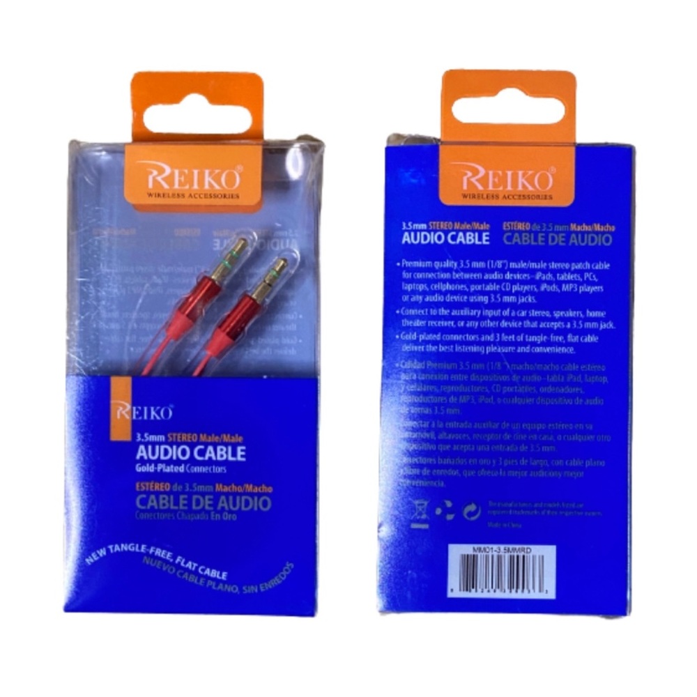 Reiko 3.5mm Stereo Audio Cable Gold Plated Connectors